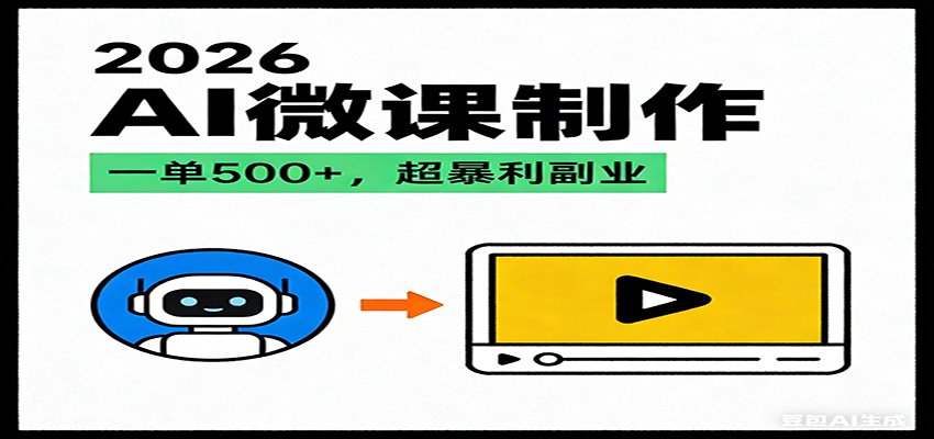 2026AI 风口最稳副业：微课代写制作，一单 500+，人人可做的蓝海项目-亿佰盟网